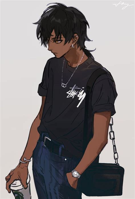 african american characters in anime|dark skinned anime boy.